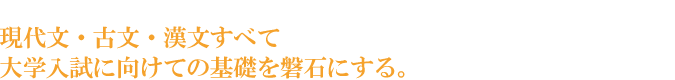 現代文・古文・漢文すべて大学入試に向けての基礎を磐石にする。