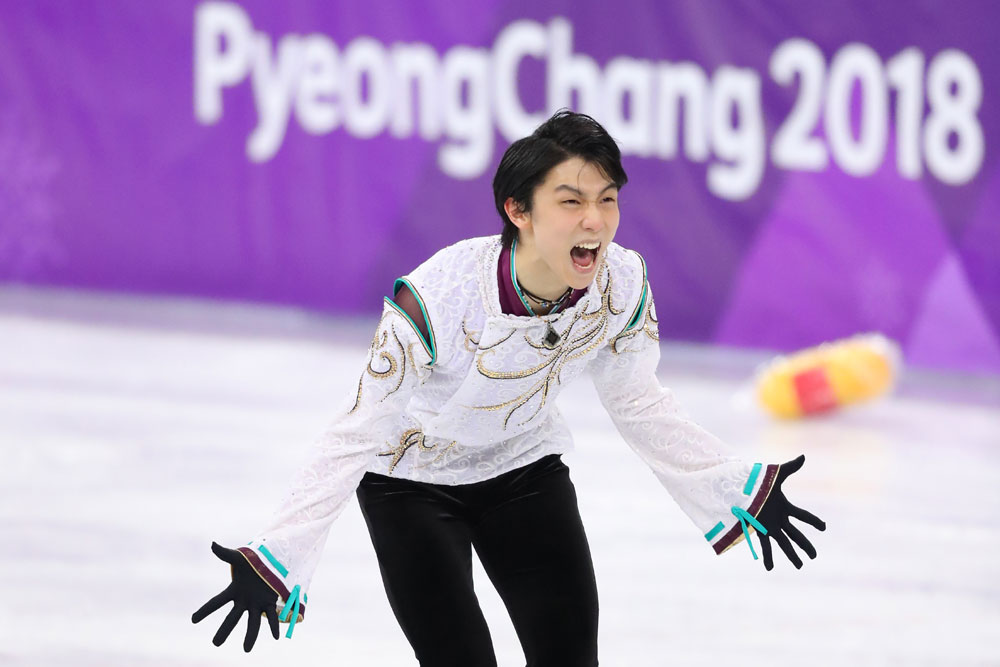 演技を終えた羽生結弦選手