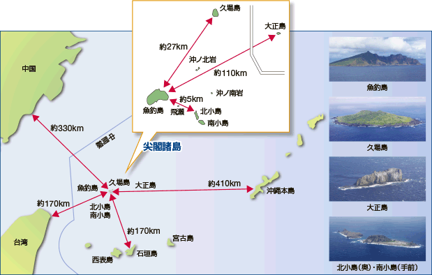 尖閣諸島位置関係図